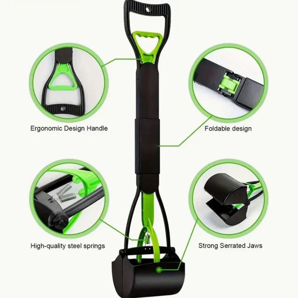 Pooper Scooper for Dog Jaw Clamp Heavy Duty Long Handle Poop Scooper for Dog Puppy Cat Waste Picker Pet Cleaning Shovel Tools