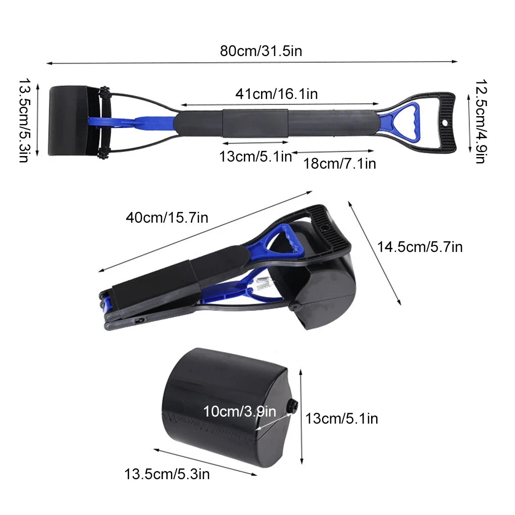 Pooper Scooper for Dog Jaw Clamp Heavy Duty Long Handle Poop Scooper for Dog Puppy Cat Waste Picker Pet Cleaning Shovel Tools