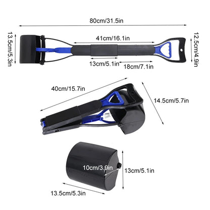 Pooper Scooper for Dog Jaw Clamp Heavy Duty Long Handle Poop Scooper for Dog Puppy Cat Waste Picker Pet Cleaning Shovel Tools