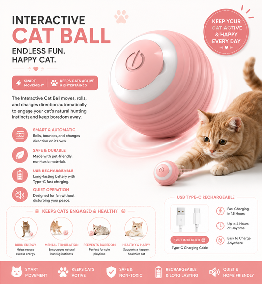 Cat Interactive Ball Smart Cat Toys Indoor Automatic Rolling