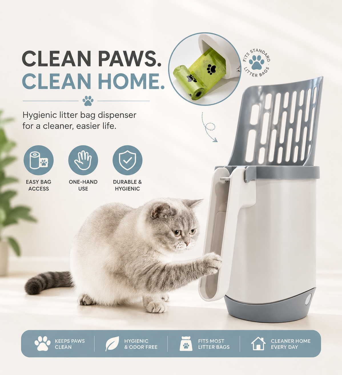 Cat Litter Shovel Scoop with Built in Poop bags